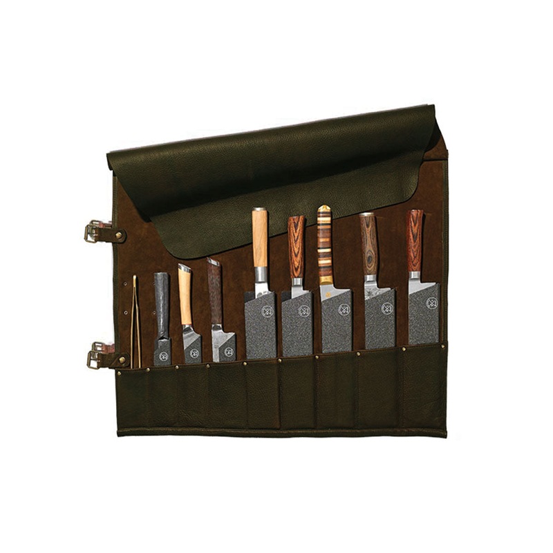 Witloft 9 Pocket Leather Knife Roll - Green