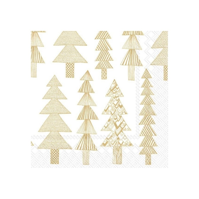 Pack of 20 Paper Napkins - Gold Trees