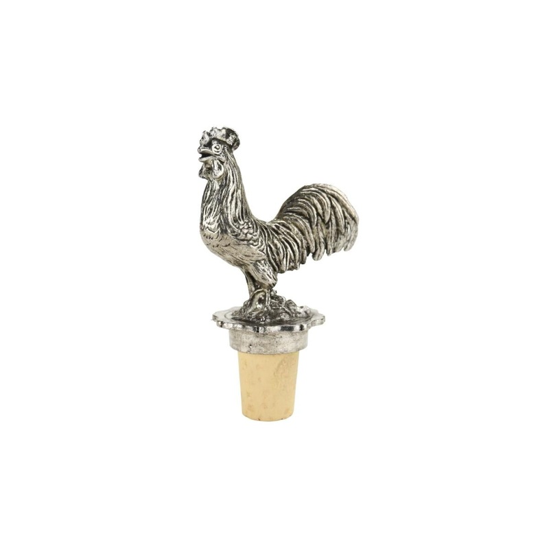 French Pewter Cockerel Bottle Stopper