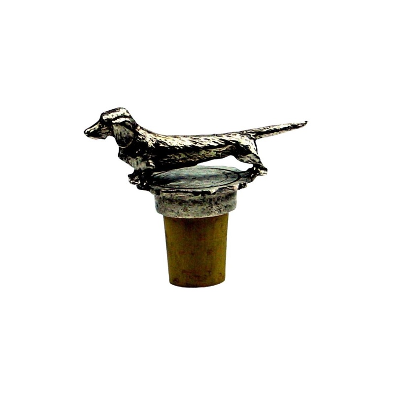 French Pewter Dachshund Bottle Stopper