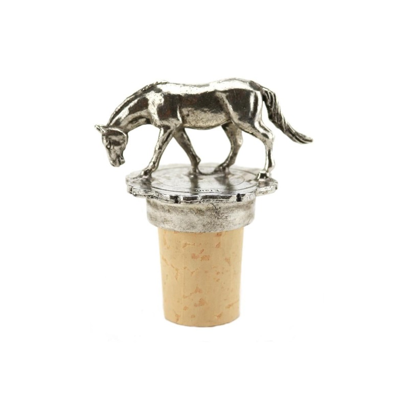 French Pewter Horse Bottle Stopper - Standing