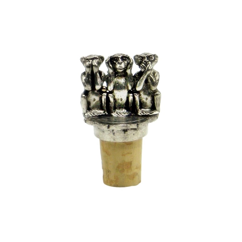 French Pewter Monkeys Bottle Stopper