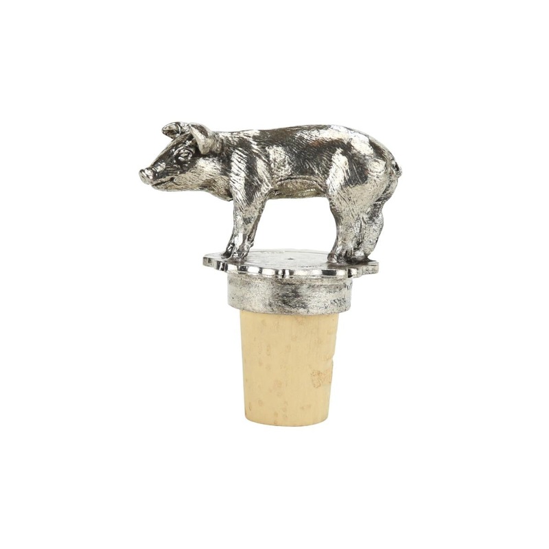 French Pewter Pig Bottle Stopper