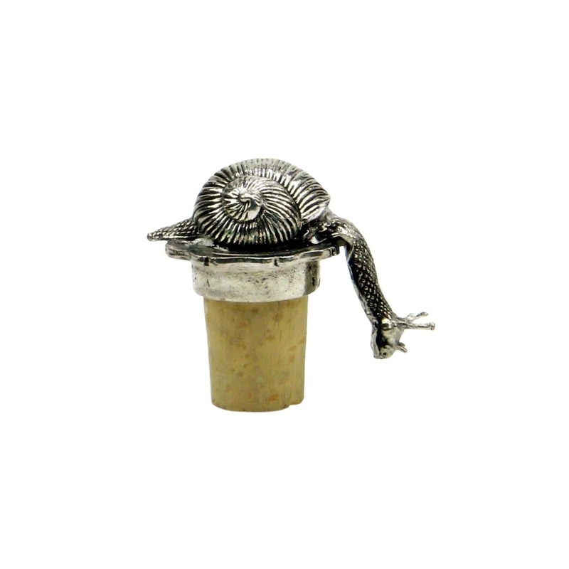 French Pewter Snail Bottle Stopper