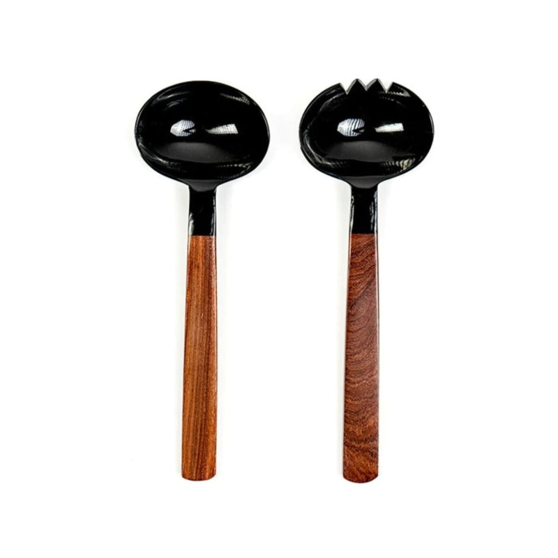 Sarah Petherick Oval Salad Servers with Rosewood Handles