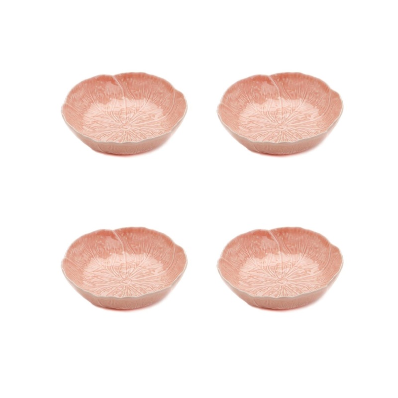 Set of 4 Bordallo Cabbage Pink Bowls - 17.5cm