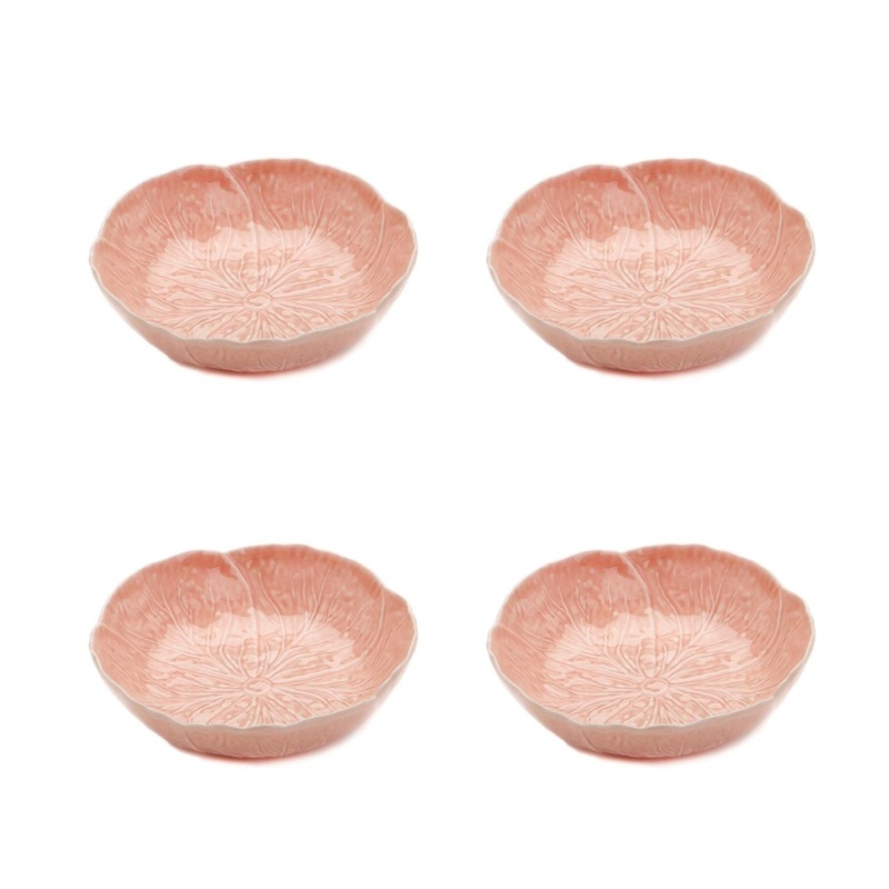 Set of 4 Bordallo Cabbage Pink Bowls - 22.5cm