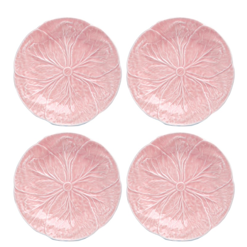Set of 4 Bordallo Cabbage Pink Dinner Plates