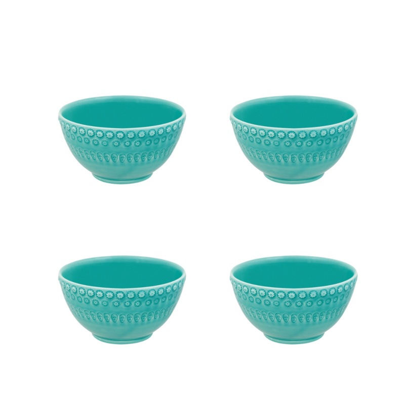 Set of 4 Bordallo Pinheiro 14.5cm Fantasy Bowls - Aqua