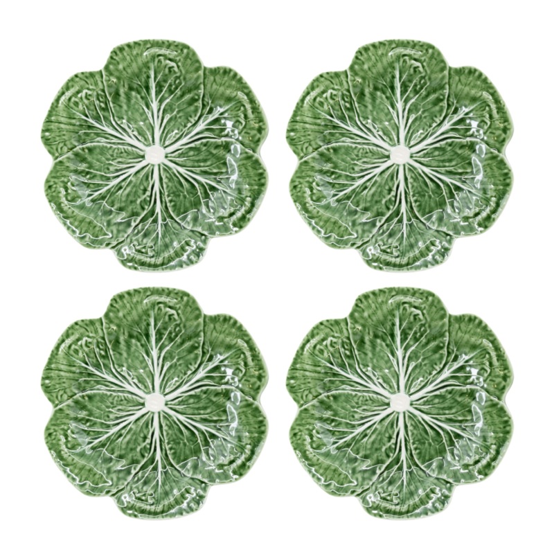 Set of 4 Bordallo Pinheiro Cabbage Dinner Plates - 26cm