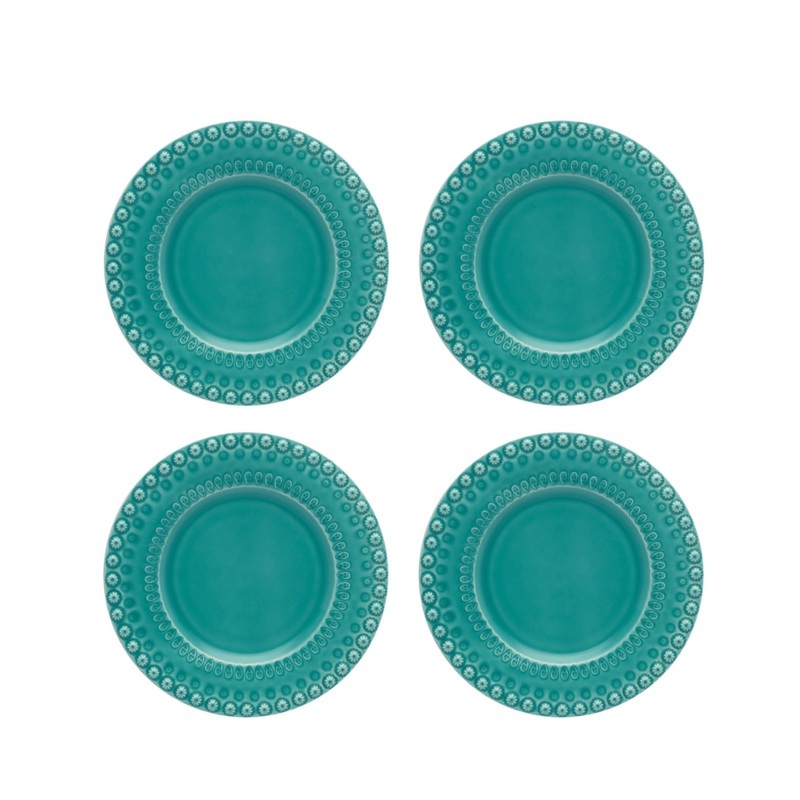 Set of 4 Bordallo Pinheiro Fantasy 22cm Side Plates - Aqua