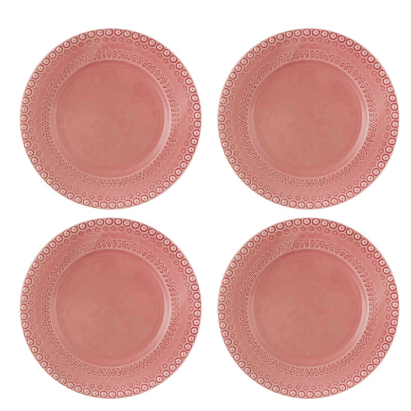 Set of 4 Bordallo Pinheiro Fantasy 29cm Dinner Plates - Pink