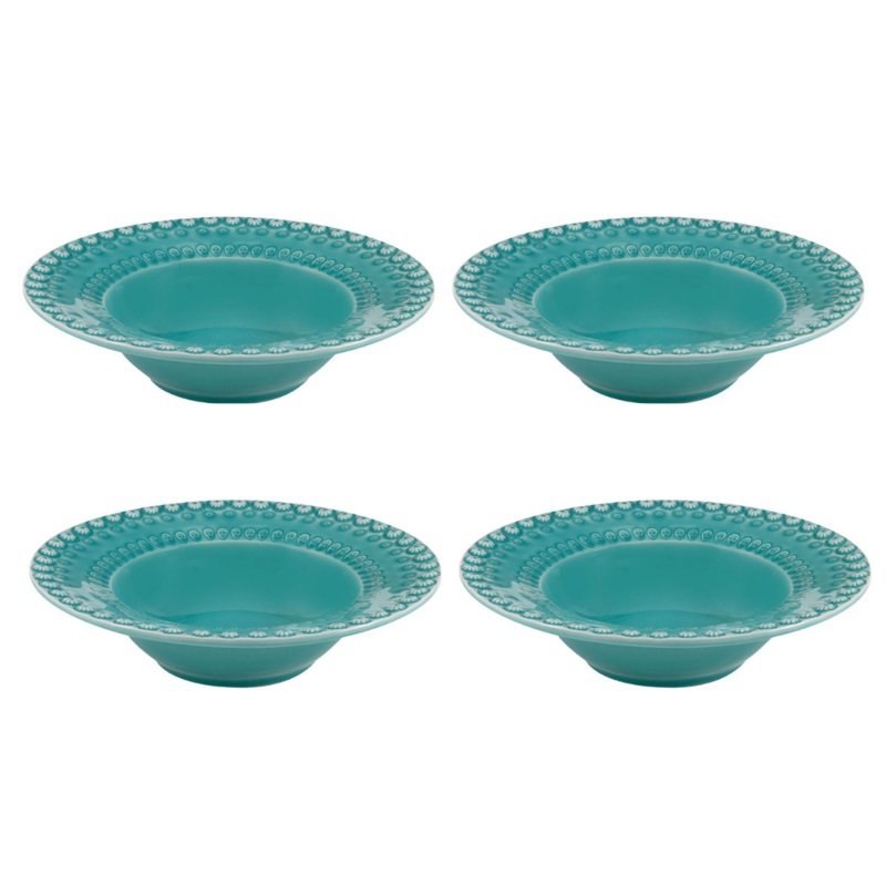 Set of 4 Bordallo Pinheiro Fantasy Pasta Bowls - Aqua