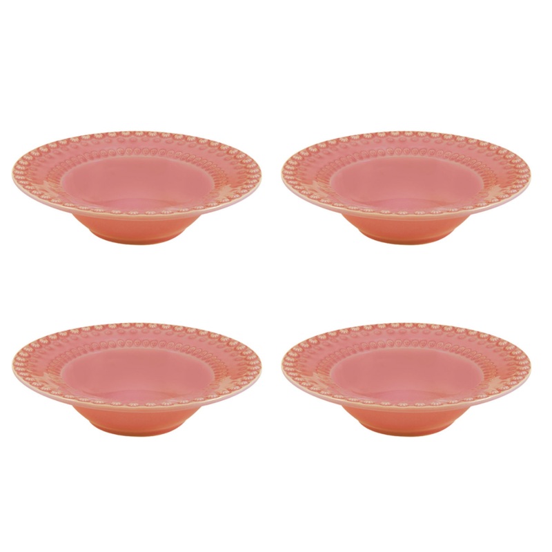 Set of 4 Bordallo Pinheiro Fantasy Pasta Bowls - Pink