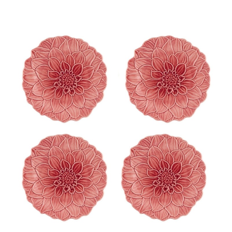 Set of 4 Bordallo Pinheiro Maria Flor 23cm Side Plates - Dahlia
