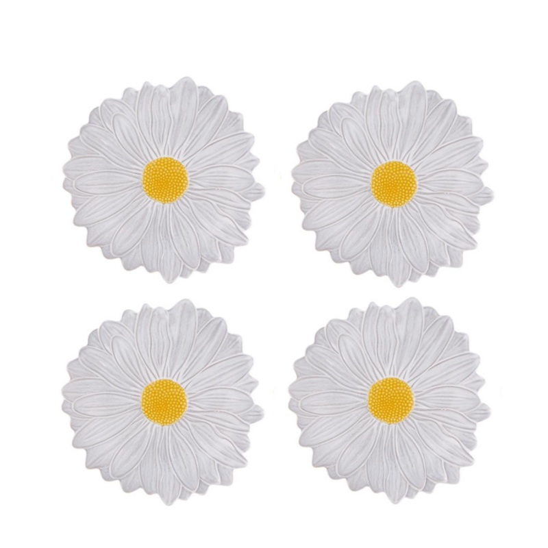 Set of 4 Bordallo Pinheiro Maria Flor 23cm Side Plates - Daisy