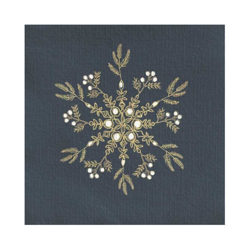 Francoise Paviot Cocktail Napkin - Blue Snowflake