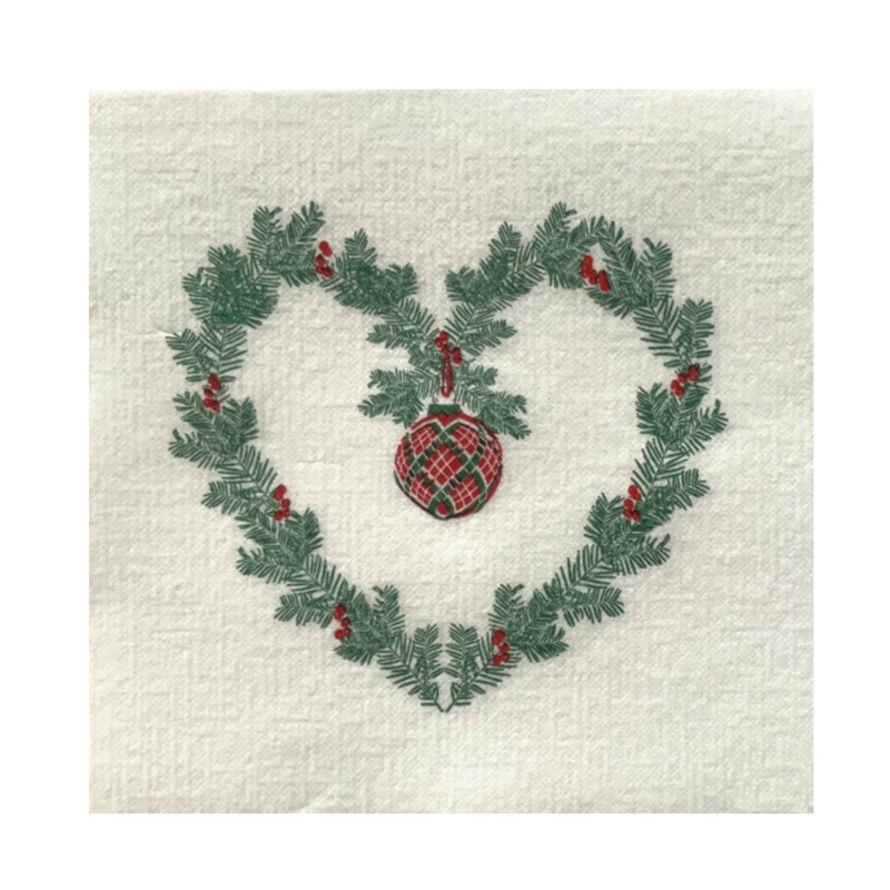 Francoise Paviot Cocktail Napkin - Holly Heart