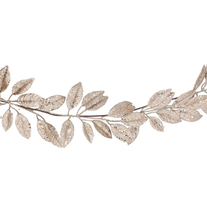 Gold Glitter Leaf Garland 1.8m