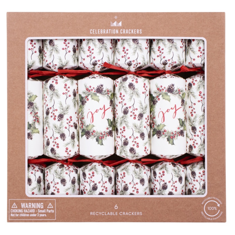 Joy Christmas Crackers - Set of 6
