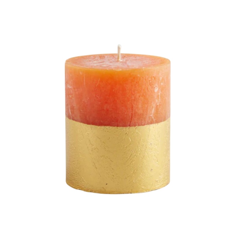 St. Eval Gold Dipped Pillar Candle - Cinnamon & Orange