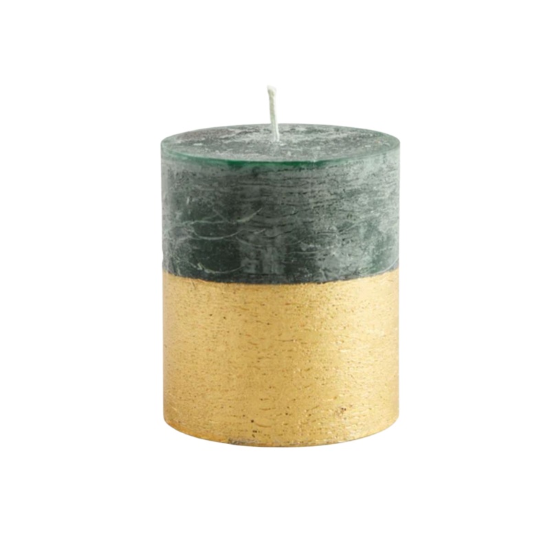 St. Eval Gold Dipped Pillar Candle - Winter Thyme