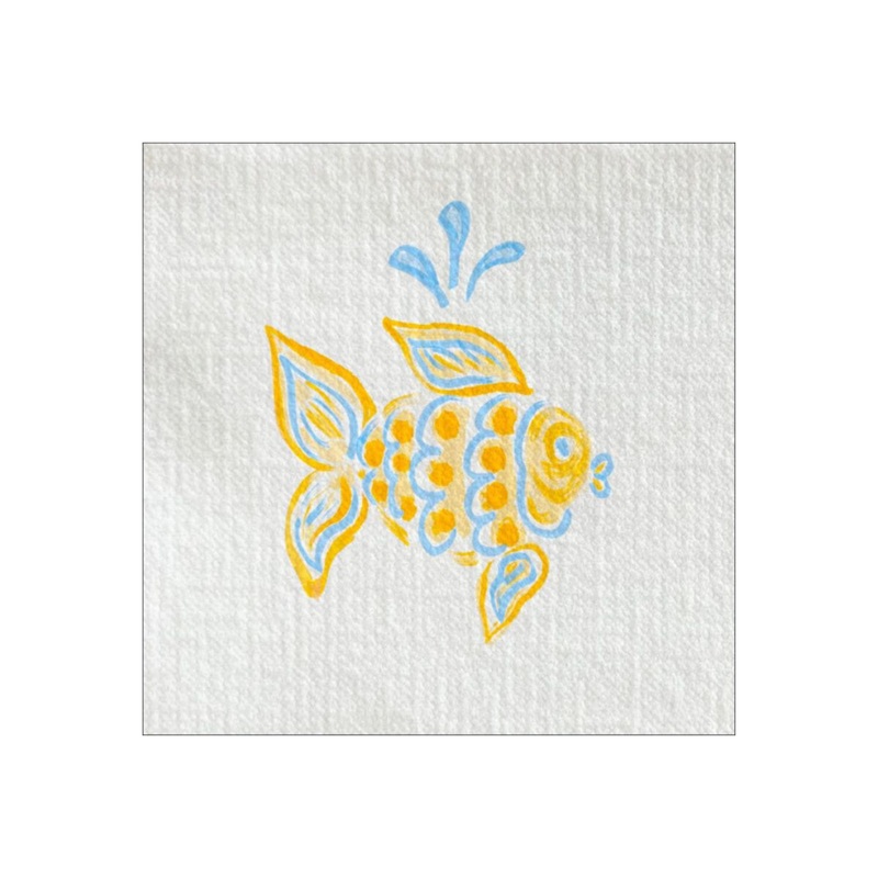 Francoise Paviot Cocktail Napkins - Yellow Fish