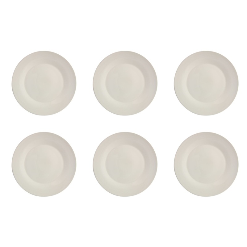 Set of 6 White Linen Dinner Plate - 26.5cm