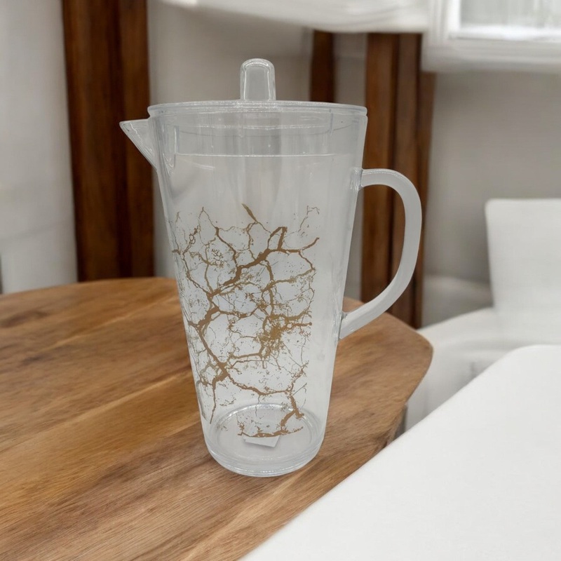 AKDC Acrylic Jug 2.2Liter Clear Plastic Water Jug with Lid, Fridge Jug, Shatter Proof Color Transparent& White