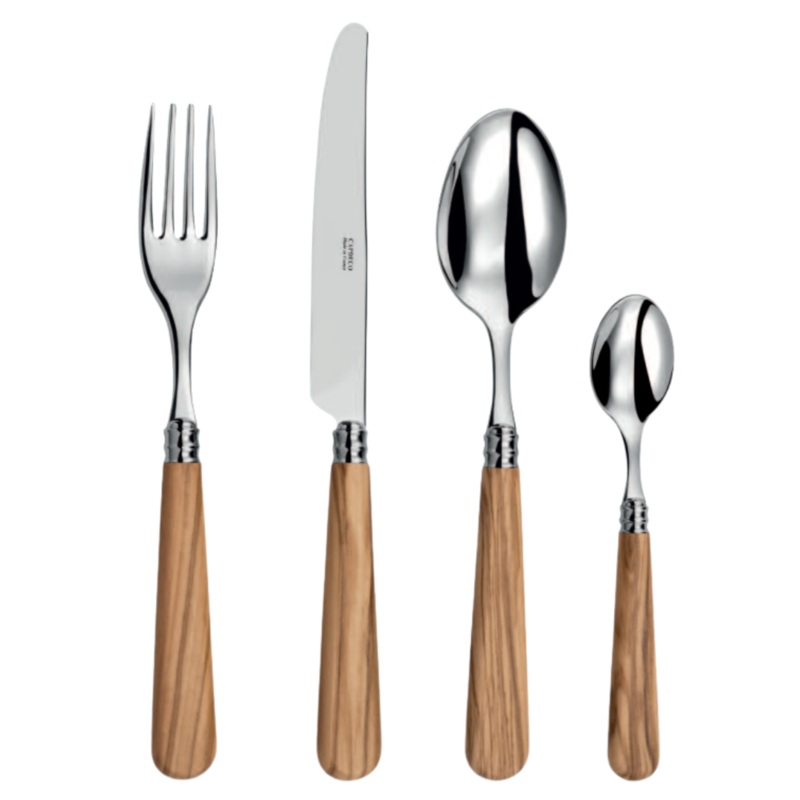 Capdeco Helios Olive Wood Cutlery Set -  24Pc