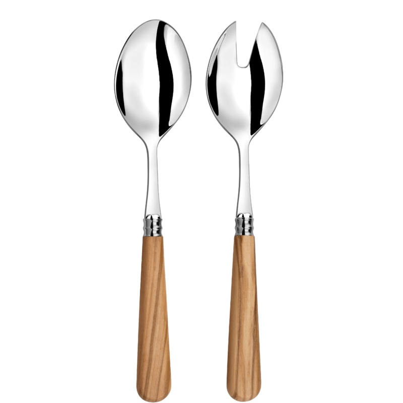 Capdeco Helios Salad Servers - Olive Wood