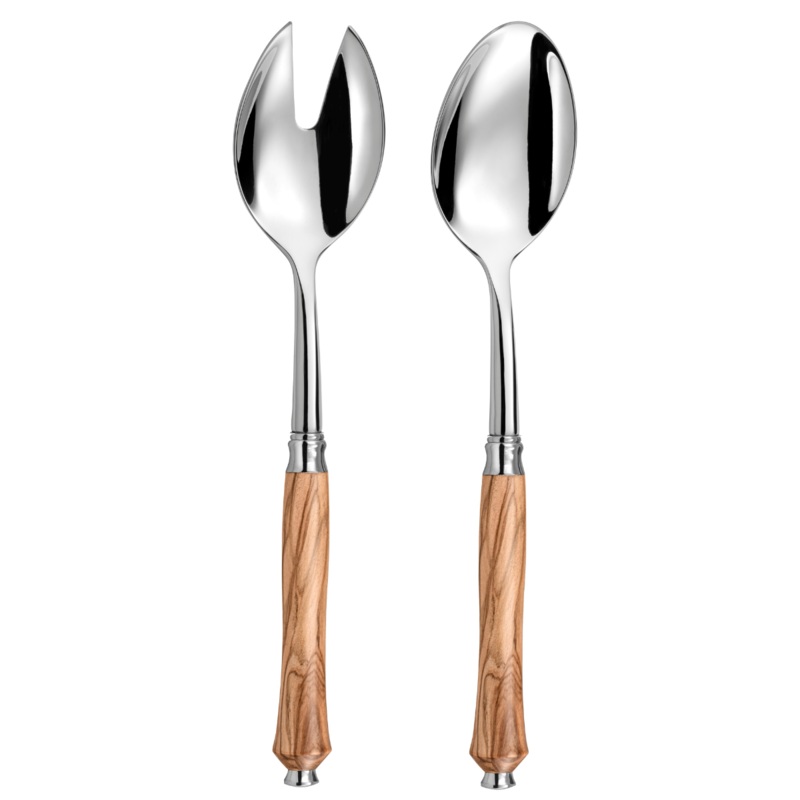 Capdeco Pluton Salad Servers  Olive Wood