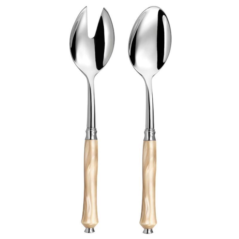 Capdeco Pluton Salad Servers  Pearly Horn