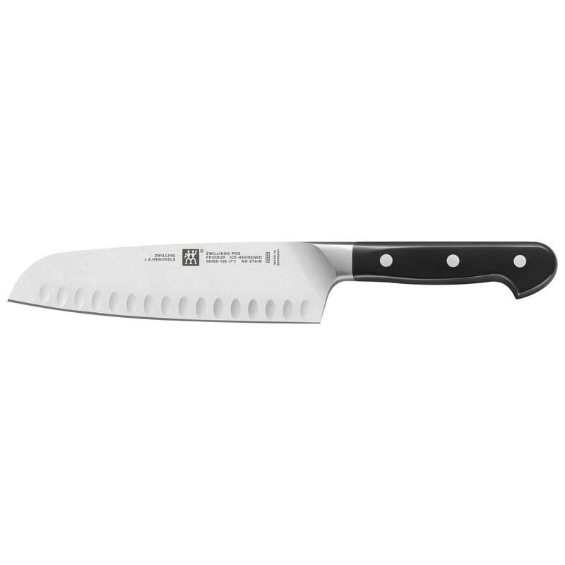 Zwilling Pro Santoku, Granton Edge, 7", Black