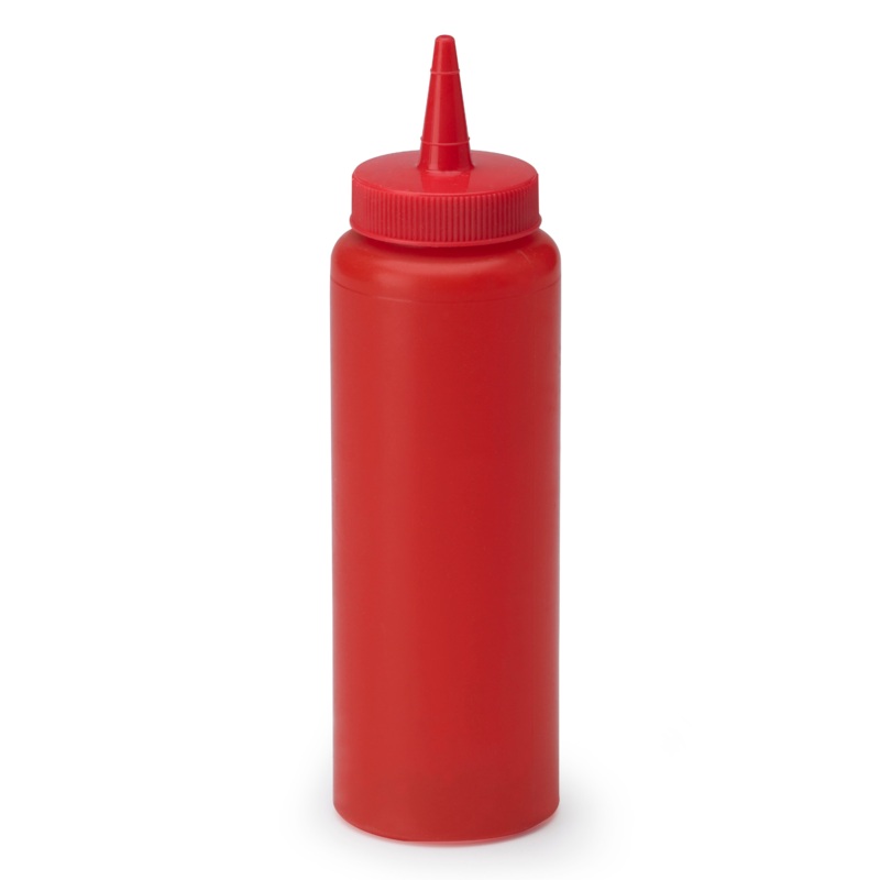 Vollrath Slim Profile Squeeze Bottle, 12 oz, Red
