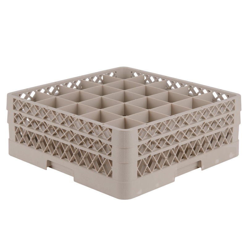 Vollrath Traex Glass Rack w 2 Extenders, 25 Compartment Rack, Beige