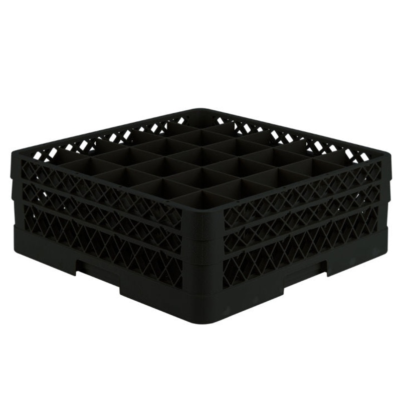 Vollrath Traex Glass Rack w 2 Extenders, 25 Compartment Rack, Black