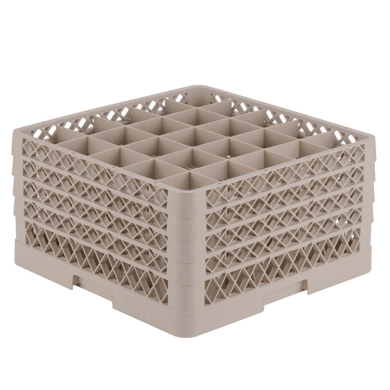 Vollrath Traex Glass Rack w 4 Extenders, 25 Compartment, Beige