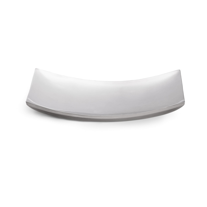 Vollrath Double Wall Curved Platter, 12" x 7", Polished Stainless Steel