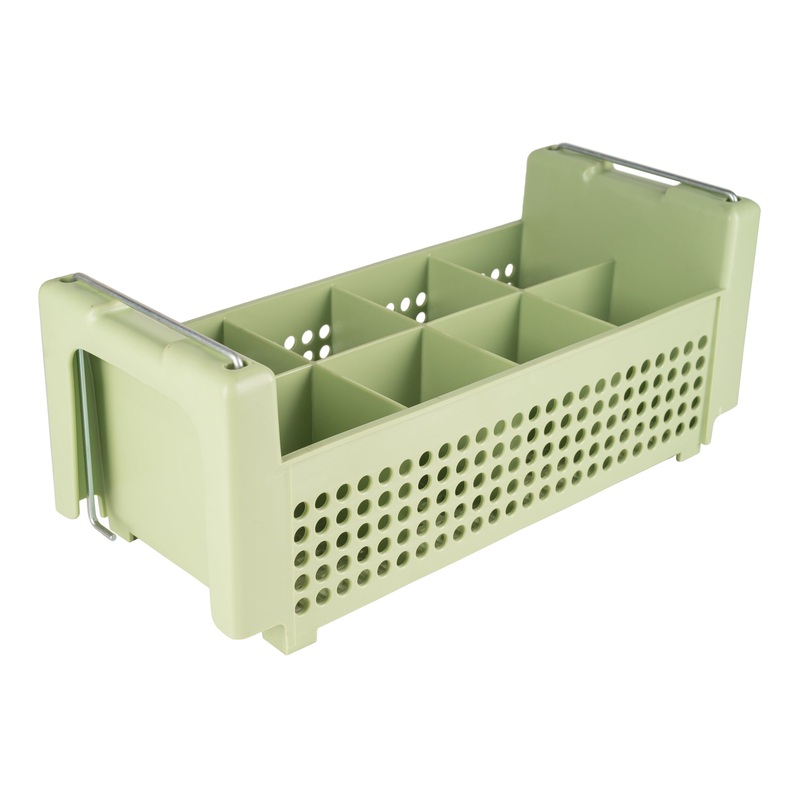 Vollrath Flatware Basket With Handles, 8 Compartment, Green