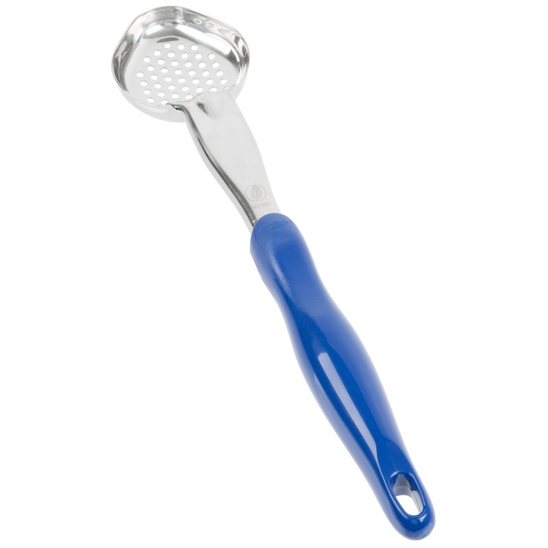 Vollrath Heavy-Duty Color Coded Oval Perforated Spoodle, 2 oz, Blue