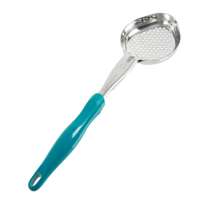 Vollrath Heavy-Duty Color Coded Oval Perforated Spoodle, 6 oz, Teal