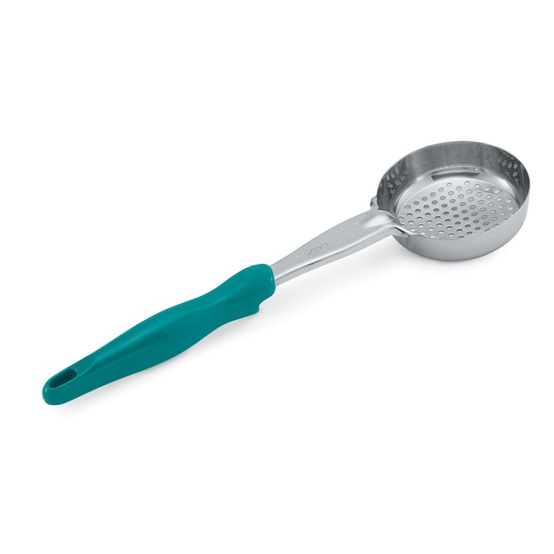 Vollrath Heavy-Duty Color Coded Round Perforated Spoodle, 6 oz, Teal