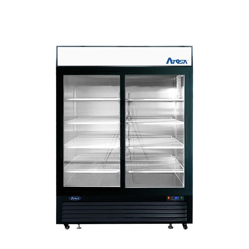 Atosa MCF8727GR 54" Double Glass Door Merchadiser Refrigerator, Black, 115/60/1