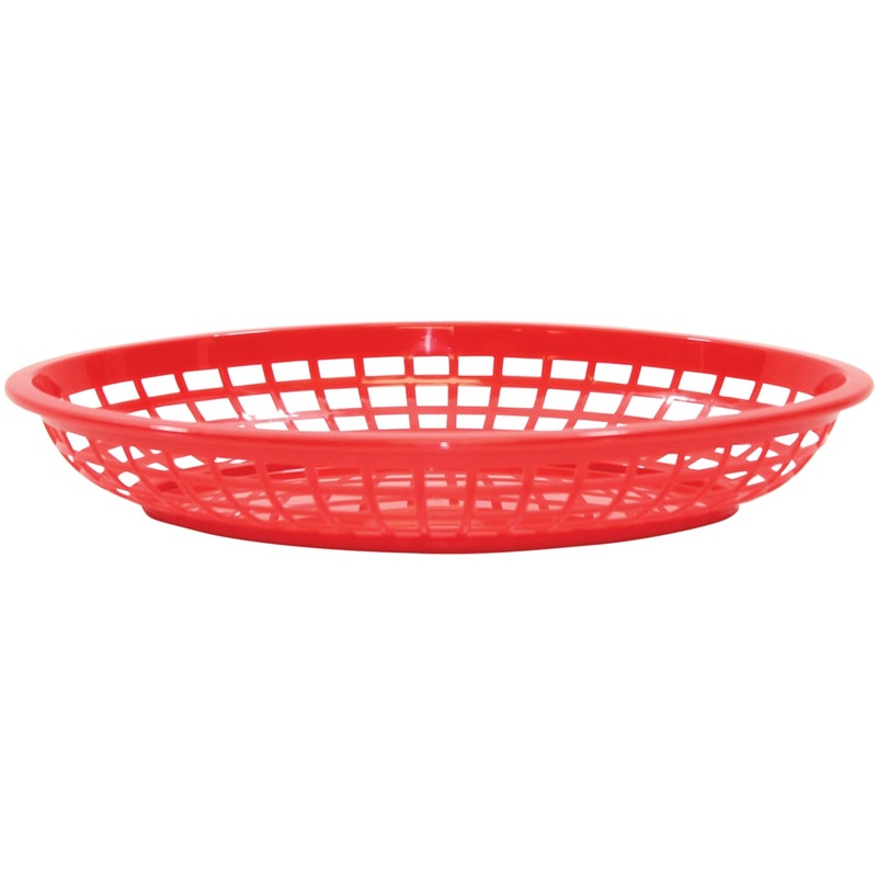 Tablecraft Oval Basket, 11.75" x 8.875", Red