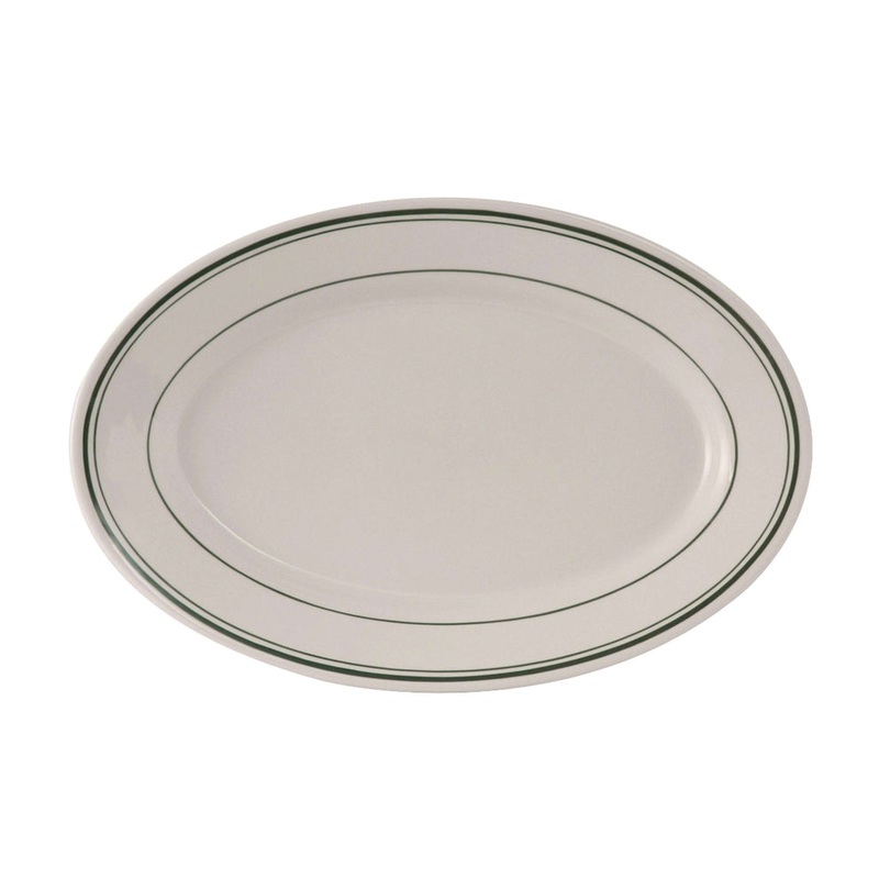 Tuxton Green Bay Oval Platter, 13.5" x 9" (12-pack)