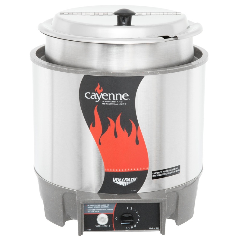 Vollrath Cayenne Round Heat 'N Serve Rethermalizer w/ Insert and Hinged Lid, 7 qt, 120V
