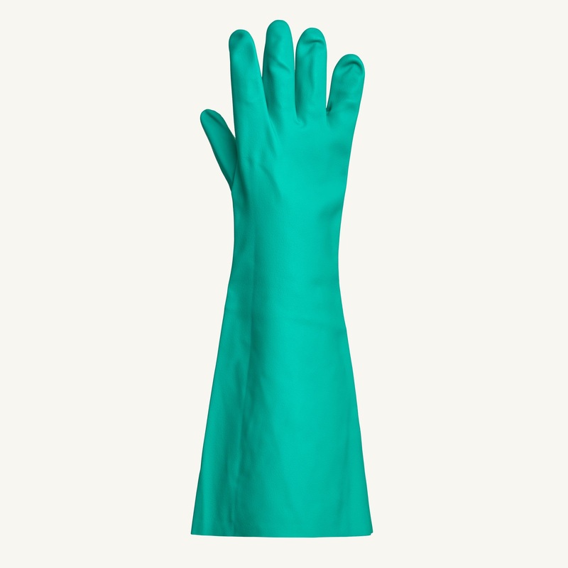 Superior Glove Chemstop Nitrile Glove, 19", Medium, Green