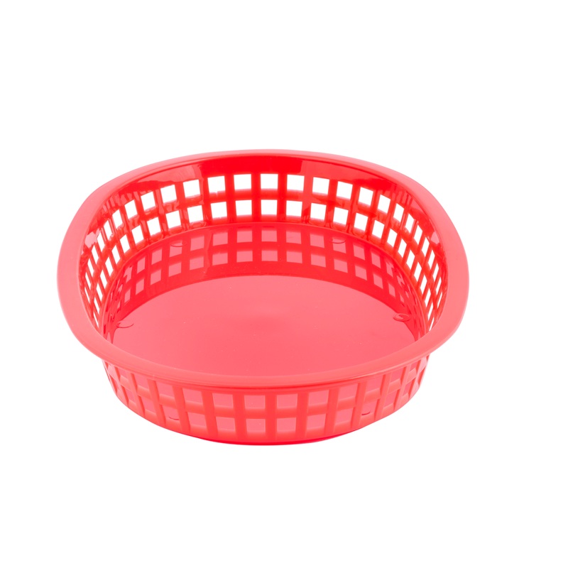 TableCraft Chicago Platter Oval Basket, 10.5" x 7" x 1.5", Red
