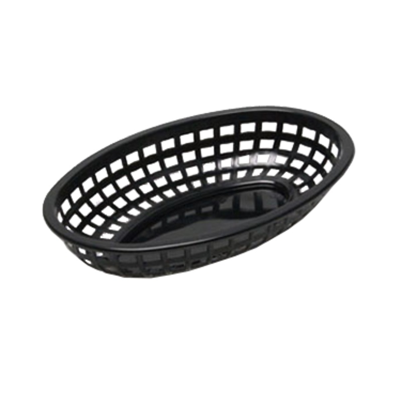 TableCraft Classic Oval Basket, 9.25" x 6" x 1.75", Black